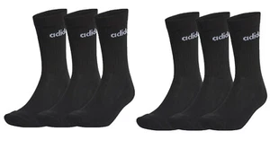 Adidas 6 Pack mens womens unisex crew Logo sports Socks Black UK size 2.5 - 10 - Picture 1 of 6
