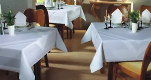 Table linen tablecloth gastronomy, middle cover with Atlas edge white, sold by the meter - Picture 1 of 3