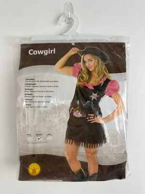 Rubie’s Cowgirl Costume Fancy Dress Wild West American Cowboy Brown M - Image 1 of 4