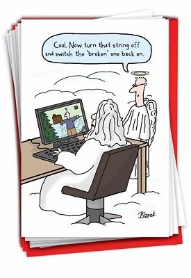 B5843 Juego de 12 Tarjetas/Sobres de Felicitación de Navidad Rotos uno Trasero en Humor Foto 1 de 4