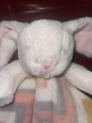 Blankets and Beyond White Bunny Rabbit Baby Lovey Security Blanket Plush 15” - Image 1 of 4
