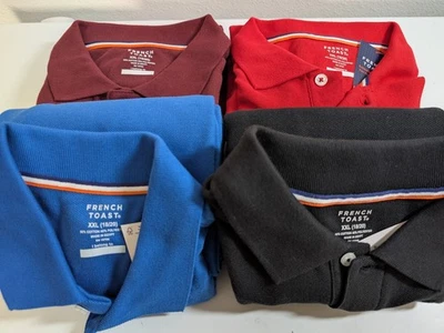 NEW Lot of 4 French Toast Boys Polo Shirts XXL 18/20 NWT Black Blue Red Maroon - Image 1 of 4
