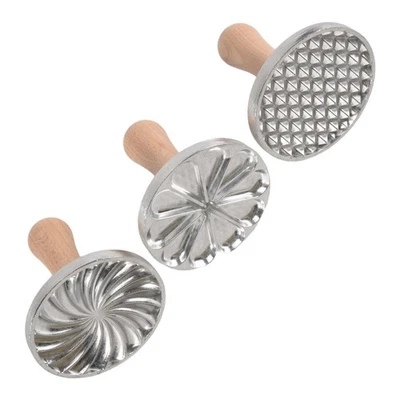 3Pcs Cookie Stamps Metal Cookie  Mold with Wooden Handle for DIY6550 - Image 1 of 4