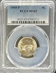 1945 Jefferson Nickel MS65 PCGS (#PA47092725) - Picture 1 of 2