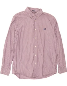 CHAPS Mens Custom Fit Shirt Medium Purple Striped Cotton UT15 - Picture 1 of 3