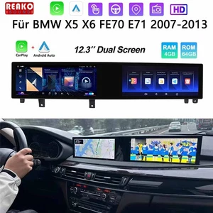 Dual-Screen-Für BMW X5 X6 FE70 E71 2007-2013 NBT Android13.0 Autoradio CarPlay - Picture 1 of 11