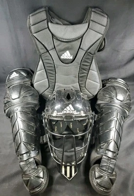 青少年棒球捕捉装备阿迪达斯队长捕手装备套装头盔胸部腿 — 第 1/4 张图片