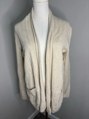 Suéter abierto Jeanne Pierre 100 % algodón crema para mujer talla grande Foto 1 de 4