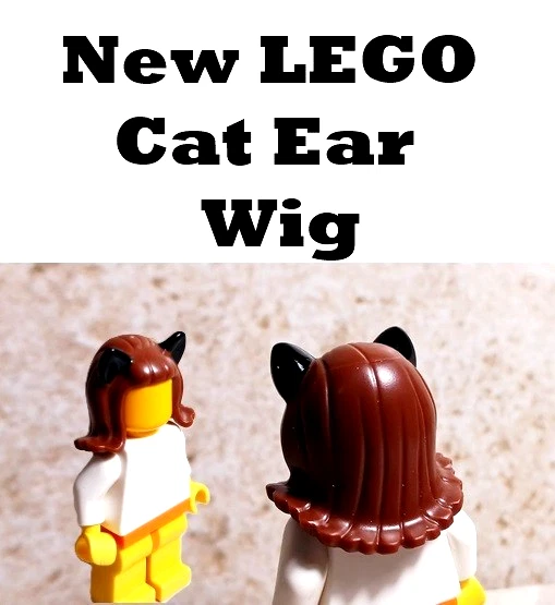 New LEGO Cat Costume Ears Kitty Wig Reddish Brown Hair Black Ears Flipped Ends - Image 1 of 1
