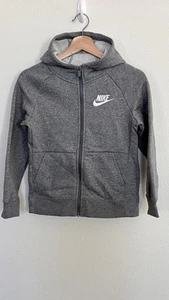 Nike Sportswear Club Full Zip Hoodie Sweatshirt Fleece Gray Girls Sz S READ - Picture 1 of 8