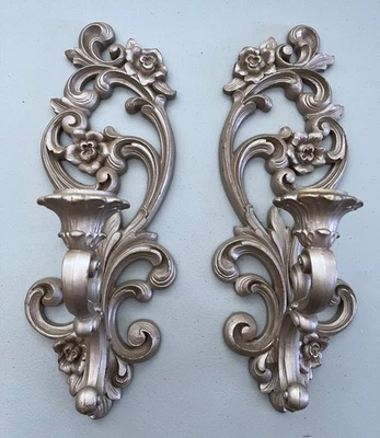 Apliques vela pared renacimiento Art Nouveau vintage años 70 15" Foto 1 de 4