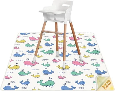 QHYDZ High Chair Splash Floor Mat, 51″Waterproof Washable Anti Slip Splash Mat with