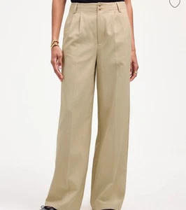 Madewell Harlow Pants 14 Beige Wide Leg High Rise Lyocell Linen Relaxed Summery - Picture 1 of 16