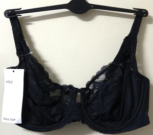 M&S UNDERWIRED FULL CUP BRA SIZE 44B BLACK - BNWT - Picture 1 of 3