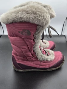 The North Face Nuptse Goose Down Faux Fur Burgundy Boots Womens Size 6 EUC - Picture 1 of 9