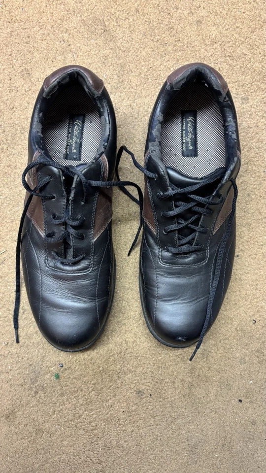 Мужские туфли для гольфа Walter Hagen размер 10 Вт черная/коричневая кожа шипы на шнуровке - Изображение 1 из 4