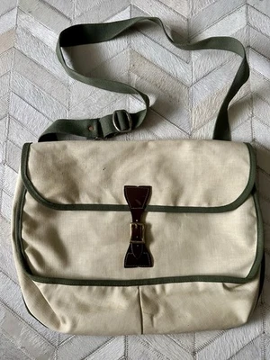 Bolsa de ombro vintage Gokey bege bronzeado lona carteiro década de 1970 EUA - Imagem 1 de 4