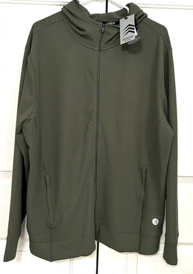 Jaqueta masculina com capuz Solaris tamanho ativo L verde zíper completo Zon nova com etiquetas $75 - Imagem 1 de 4