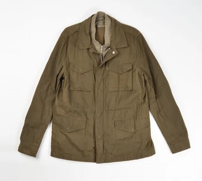 Men's AllSaints Halley Stevensons Olive Green Waxed Cotton Field Military Jacket - Image 1 of 4