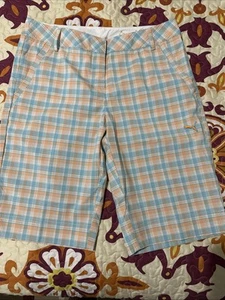 Puma Golf Dry Cell Bermuda Pantaloncini da Golf Teal/Arancione Plaid Donna Taglia 8 - Foto 1 di 8