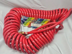 Flexcoil® Flexible Coiled Air Hose Red 3/8" ID PR38-50A 42.5 Feet Working Length - Picture 1 of 6