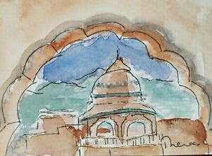 Original ACEO or ATC watercolor miniature painting - Jaipur