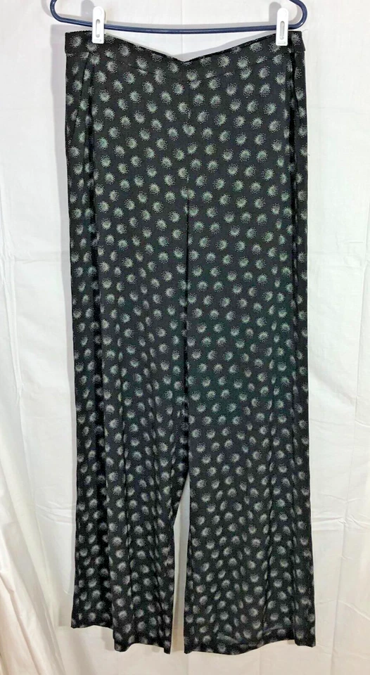 Halogen Wide Leg Ivory Black Solar Dot Nordstrom Elastic Waist Pants SZ L NWT - Image 1 of 4