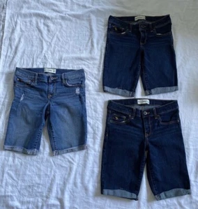 Abercrombie Kids Girls Bermuda Jean Shorts w/ Cuffed Hem Size 16 Lot of 3 - Picture 1 of 11