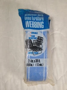 NOS Thermwell Weatherproof Plastic Lawn Furniture Webbing - Blue w/White Stripe - Picture 1 of 4