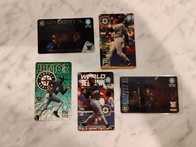 Juego de 5 tarjetas telefónicas Ken Griffey Jr World Tel-Link sin usar Foto 1 de 4