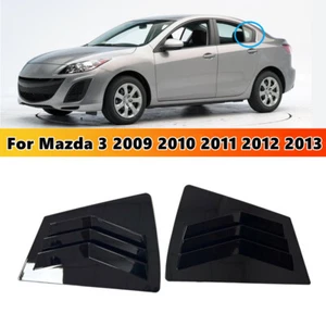 Gloss Black Rear Side Vent Window Scoop Louver Cover Trim For Mazda 3 2009-2013 - Picture 1 of 8