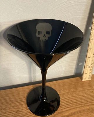 Vaso Martini Pottery Barn calavera negra esqueleto Foto 1 de 4