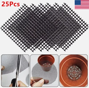 25Pcs Bonsai Pot Bottom Grid Mat Mesh, Plant Drainage Screens Gasket, Square US - Picture 1 of 12