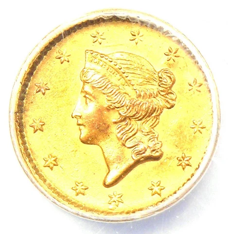 1852 Liberty Gold Dollar Type 1 G$1 Coin - Certified ANACS MS60 Detail (UNC MS) Cover