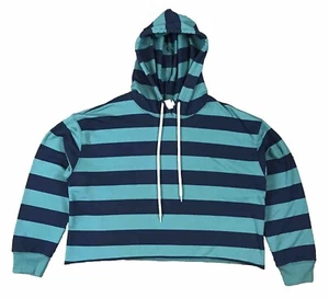 Arizona Jean Co Women’s Navy & Green Stripe Retro Style Sweatshirt Hoodie Size M - Picture 1 of 5