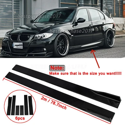 For BMW E90 E92 E93 2006-21 78.7'' Gloss Black Side Skirt Extension Lip Splitter - Image 1 of 4