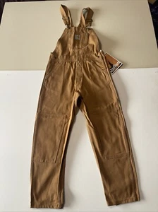 Vintage Carhartt Youth Double Knee Bib Overalls Sz 6X/7 Dark Brown - Picture 1 of 7