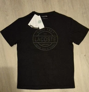 GENUINE LACOSTE SPORT PRINT BREATHABLE CREW NECK TSHIRT BLACK REGULAR FIT S-XXL - Picture 1 of 3