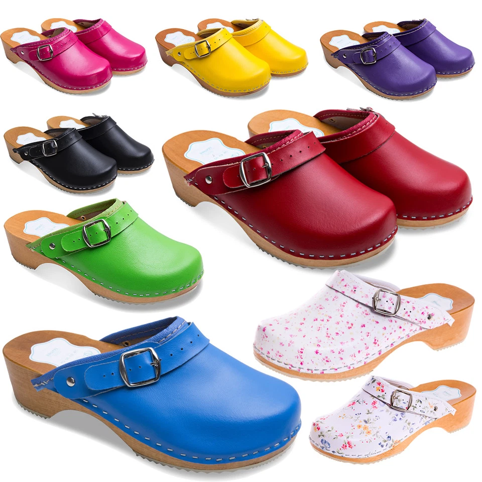 UNIQUE HAND MADE CLOG WOODEN SOLE - GENUINE LEATHER D4 - Image 1 of 1