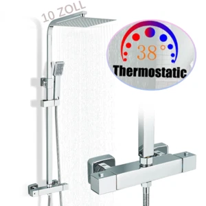 Sistema doccia con termostato cromato rubinetto doccia completo doccia a pioggia con rubinetto - Foto 1 di 9