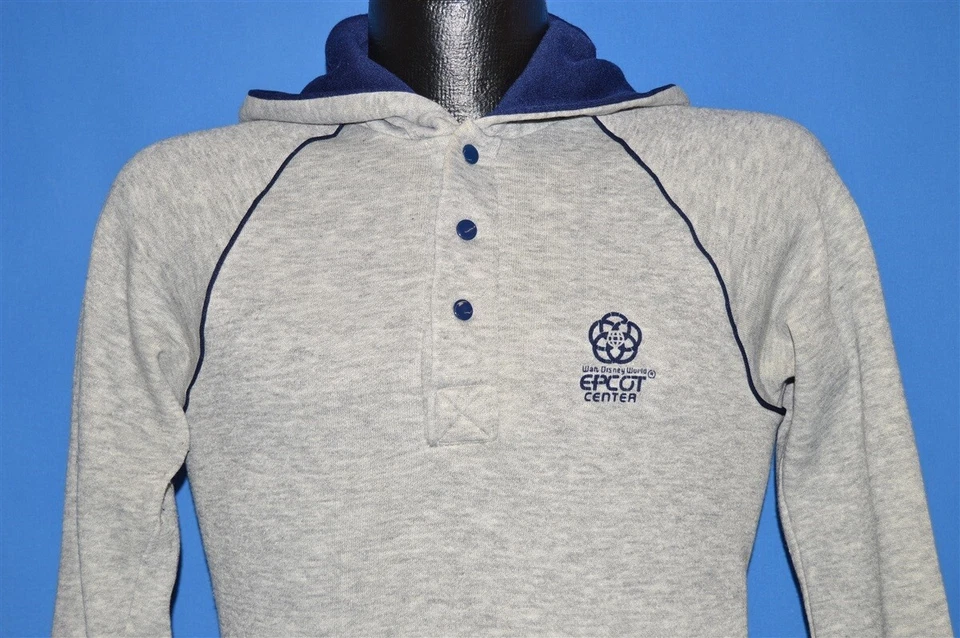 DE COLECCIÓN AÑOS 80 EPCOT CENTER DISNEY WORLD 1982 SUDADERA CON CAPUCHA GRIS PEQUEÑA S Foto 1 de 4