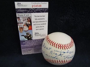 Claude Passeau (D 2003) Autographed ONL (White) Baseball (Personalized)–JSA Cert - Picture 1 of 9