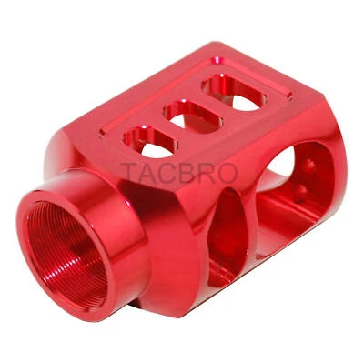 TACBRO Red Aluminum 15/16x32 TPI Thread Pitch Recoil Reducer Muzzle Brake - Kel-Tec KSG
