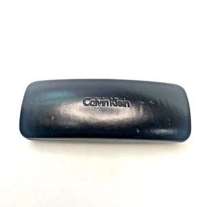 Calvin Klein Black Leather Clamshell Glasses Case - Embossed Logo- - Picture 1 of 5