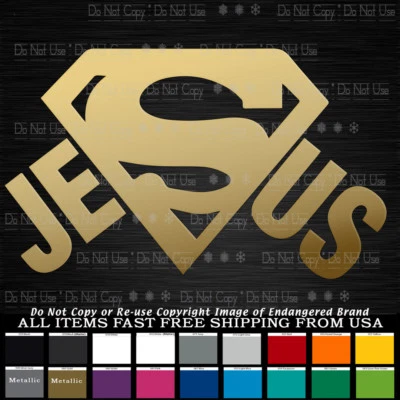 Calcomanía adhesiva bíblica de fe cristiana Super Jesus Foto 1 de 4