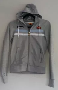 Women/Girls Ellesse Grey Zip-up Hoodie with Blue & White Stripes - UK Size 4 - Picture 1 of 2