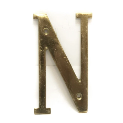 Solid Brass Letter Initial N Door Wall Address Sign 4" inch Vintage Cover