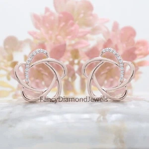 Round White Color Diamond Earring 14KRose White Yellow Gold Earring KD986 - Picture 1 of 9