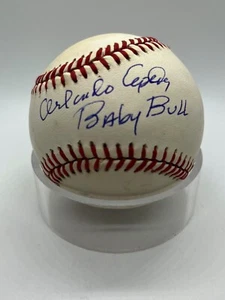 Orlando Cepeda Baby Bull Giants Signed Autograph OMLB Baseball Beckett BAS *21 - Picture 1 of 2