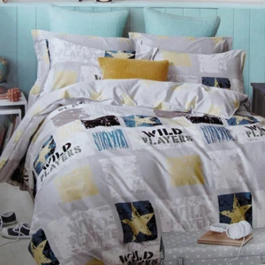 Wild Players Blue Cotton Quilt Cover Set Single - Picture 1 of 3